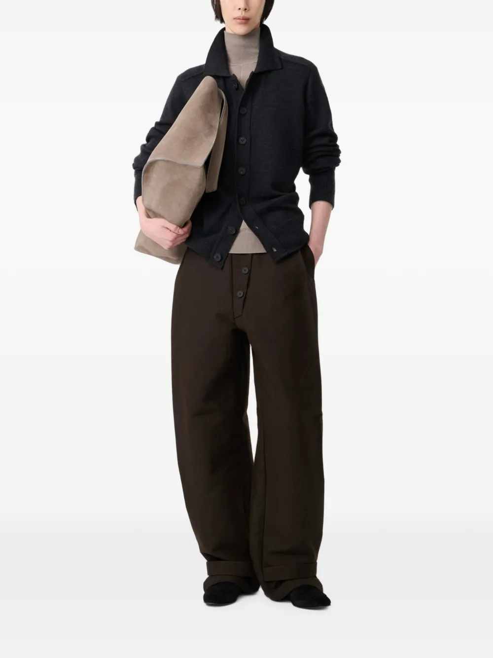Studio Nicholson Faron broek met ceintuur Bruin