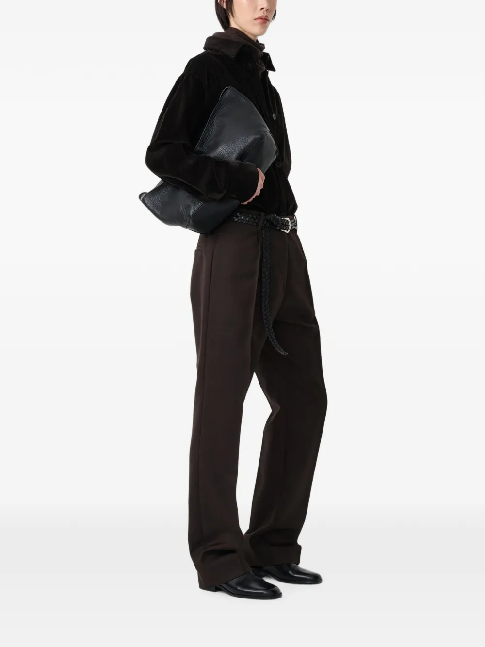 Studio Nicholson Santini ribfluwelen blouse Bruin