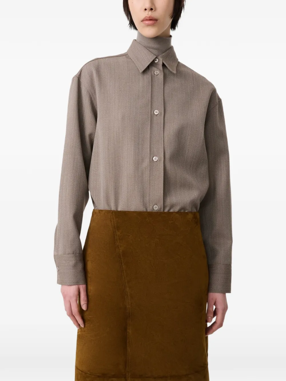 Studio Nicholson Rouen blouse met plooien Bruin