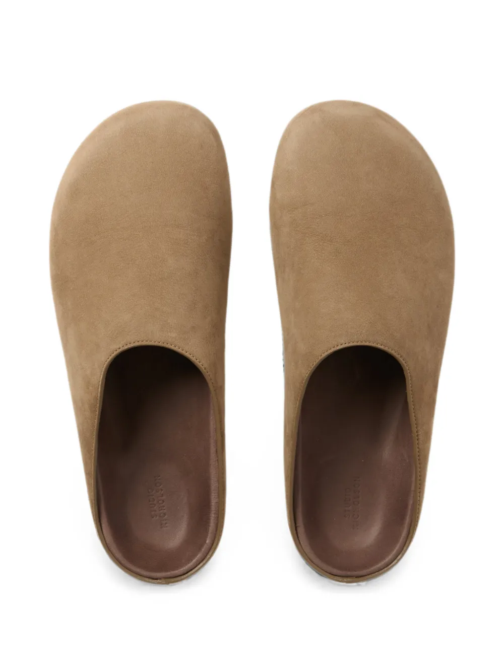 Studio Nicholson Wearing Nabuk Clogs in Neutrals, view 4