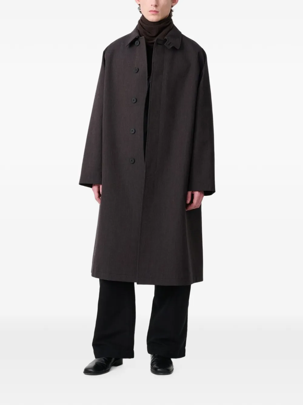 Studio Nicholson Crowe katoenen-wollen twill jas Bruin