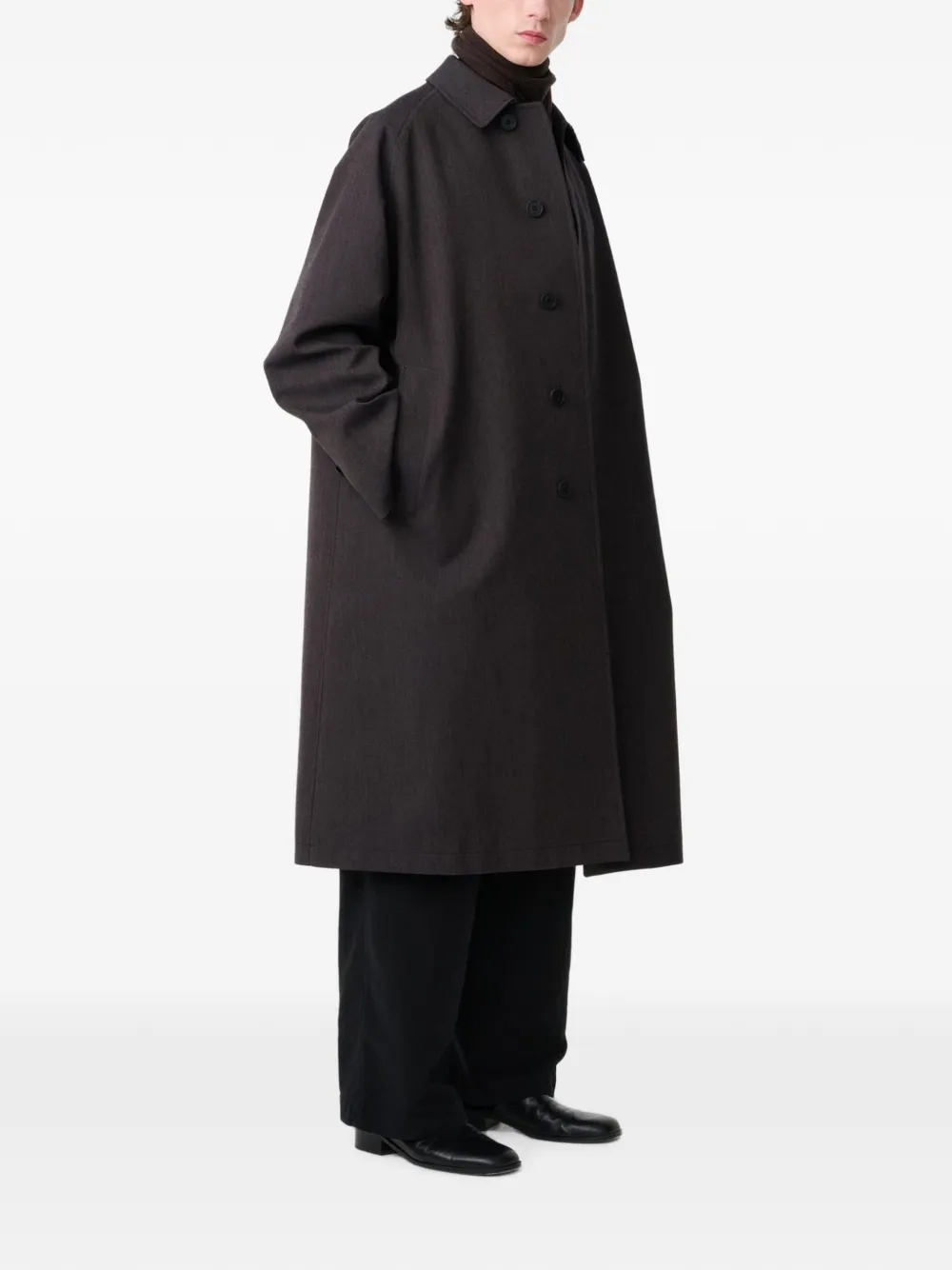 Studio Nicholson Crowe katoenen-wollen twill jas Bruin