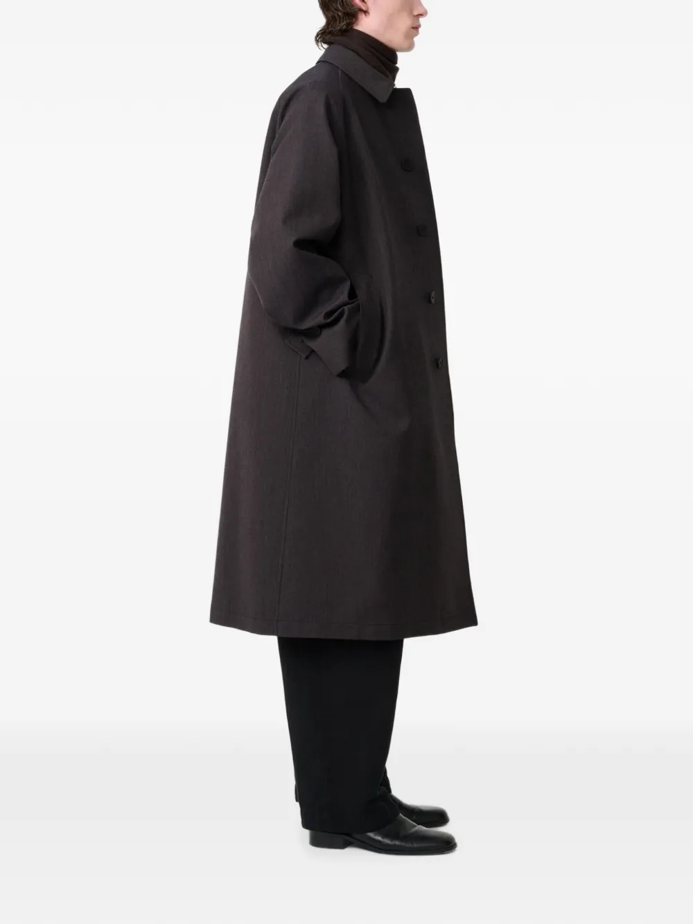 Studio Nicholson Crowe katoenen-wollen twill jas Bruin