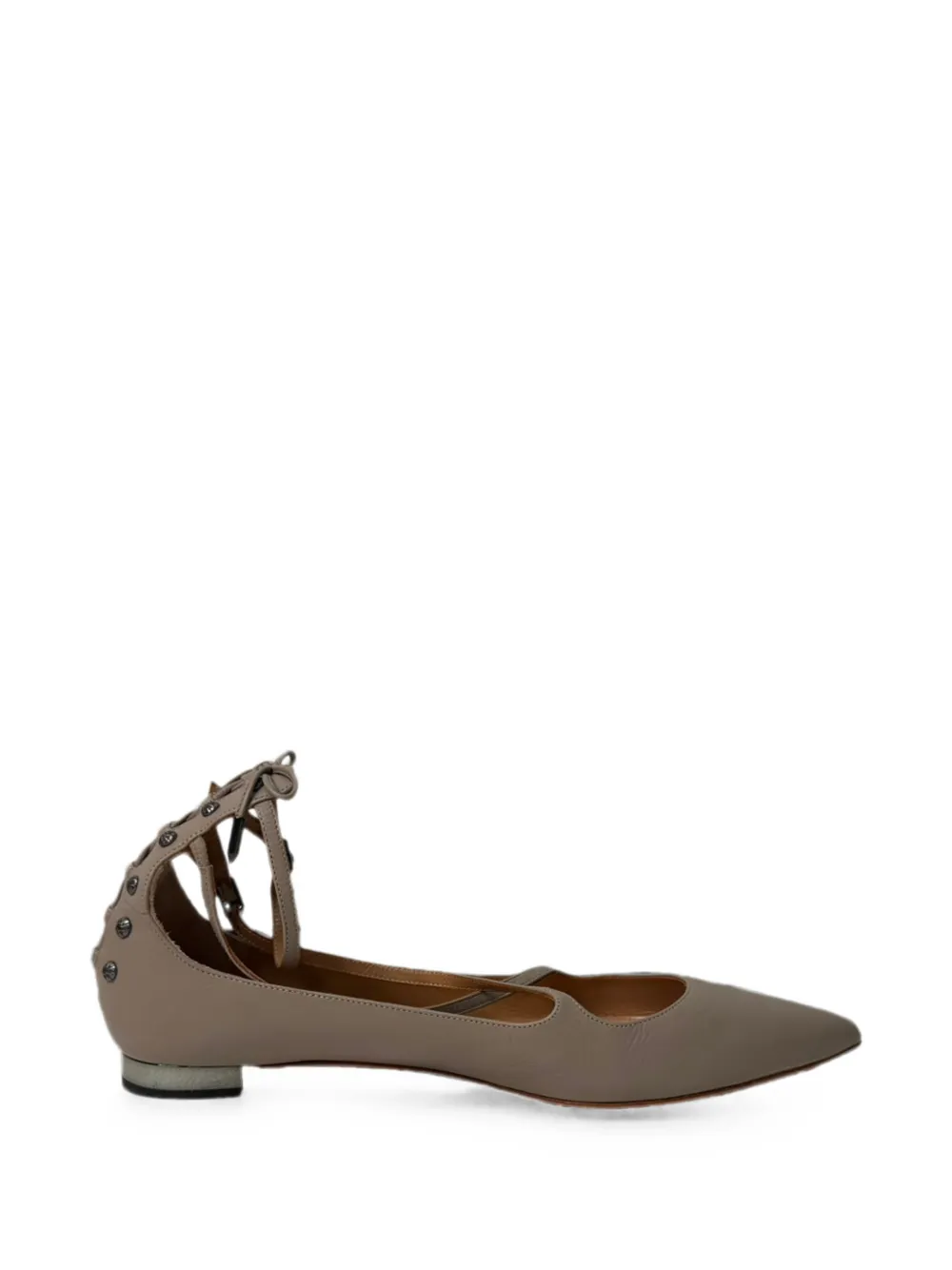 Aquazzura pointed-toe lace-up ballet flats - Nude