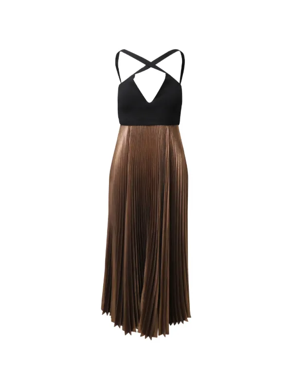 alc brown dress A.L.C. Alba Pleated | 40% Off & Over Women's Lilac Abstract Textured Size:34S Hidden side