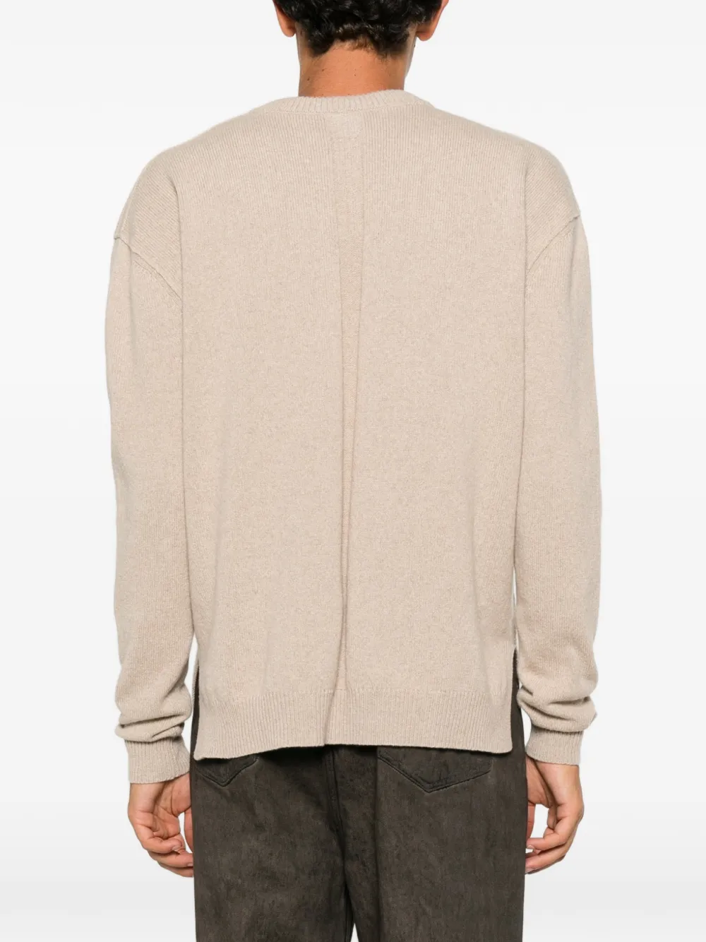 Rick Owens Ribgebreide trui met ronde hals Beige