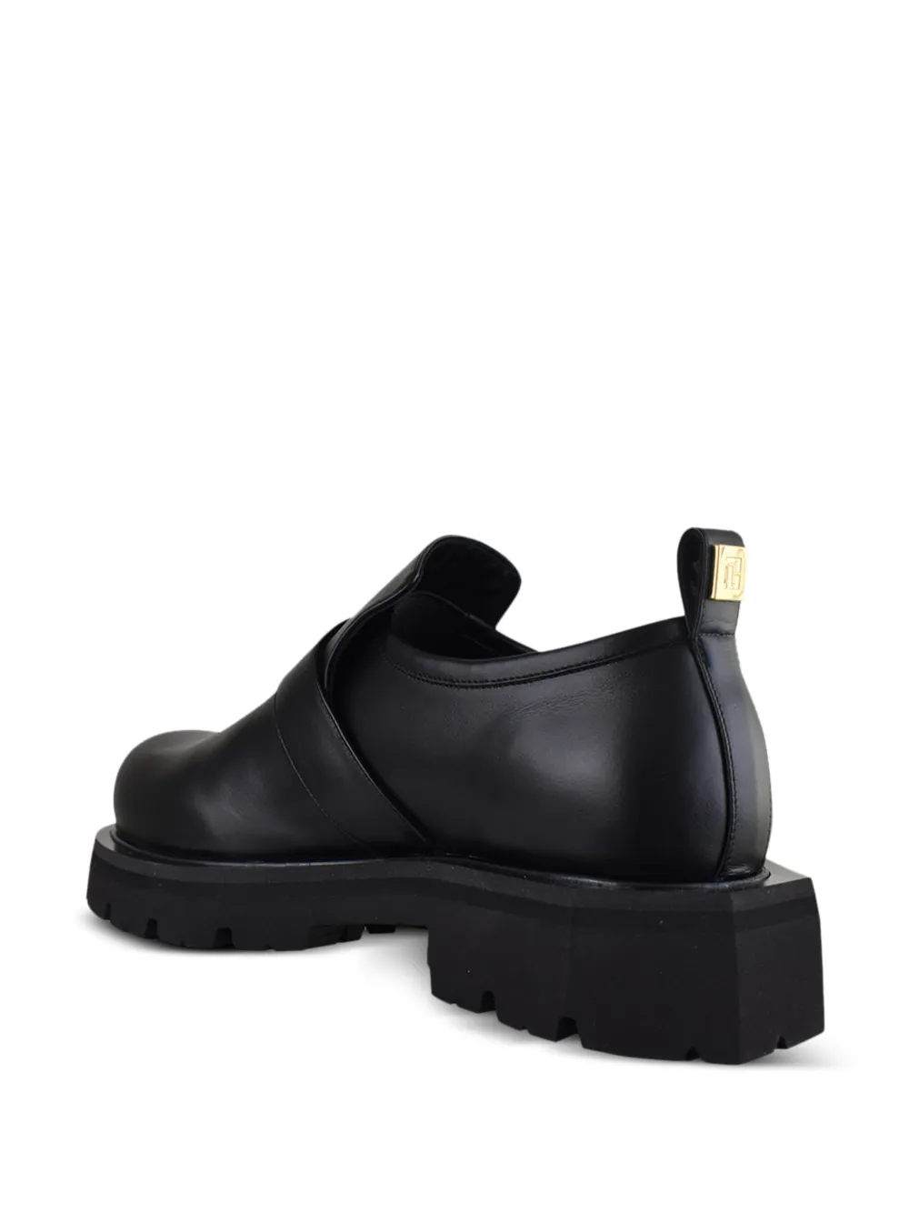 Balmain Anthem loafers in glazed leather Zwart
