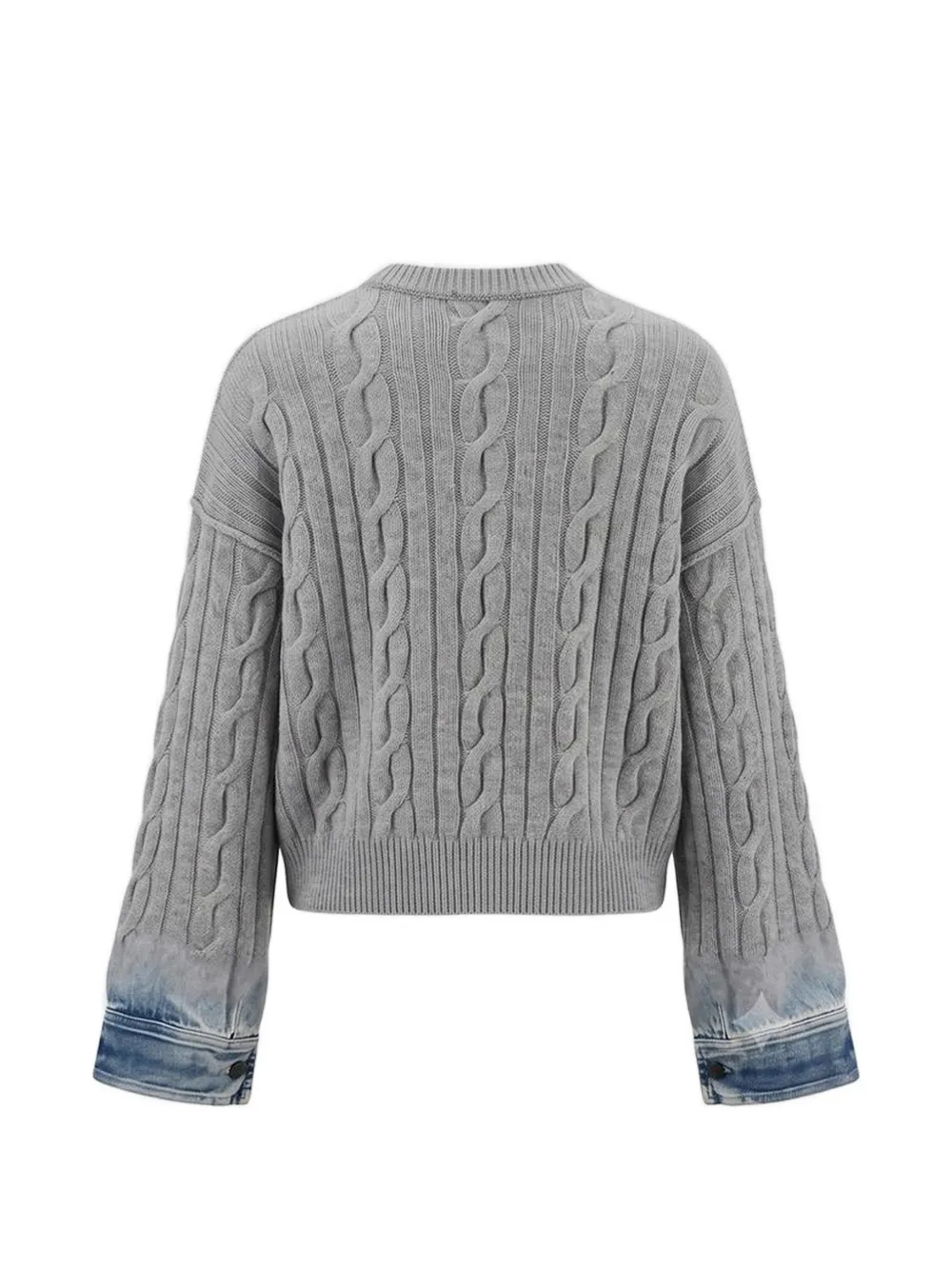 Haikure Kabelgebreide trui met denim manchetten Grijs