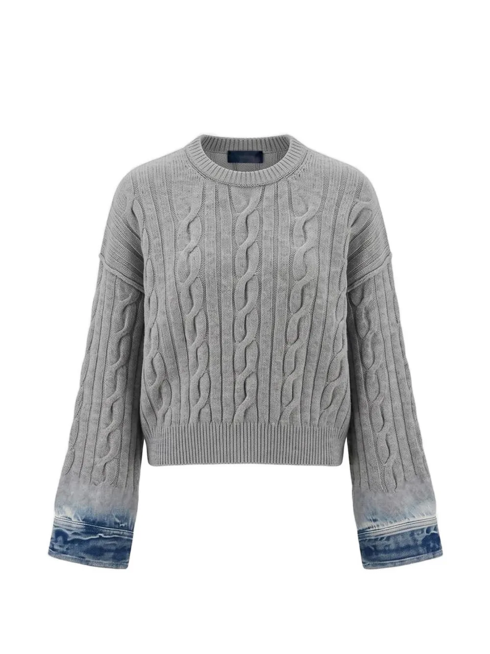 Haikure Pullover mit Zopfmuster und Jeansbündchen - Grau