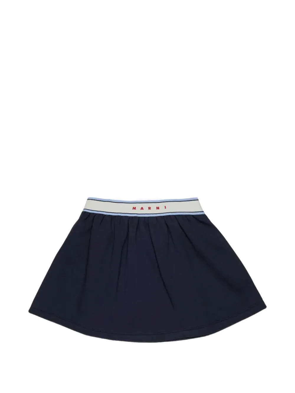 Marni Kids minijupe en coton bleu foncé à ceinture élastiquée à logo Marni Kids minijupe en coton bleu foncé à ceinture élastiquée à logo