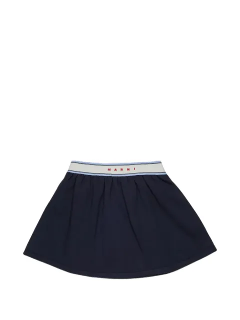 Marni Kids dark blue cotton mini skirt with elasticated logo waist