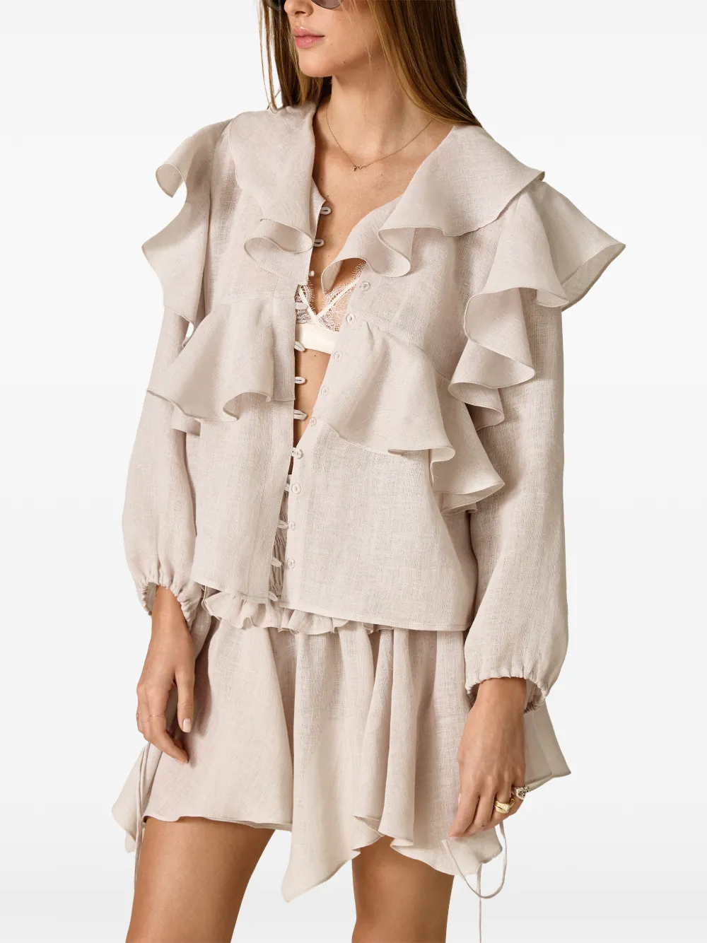 PNK ruffled smocked mini skirt