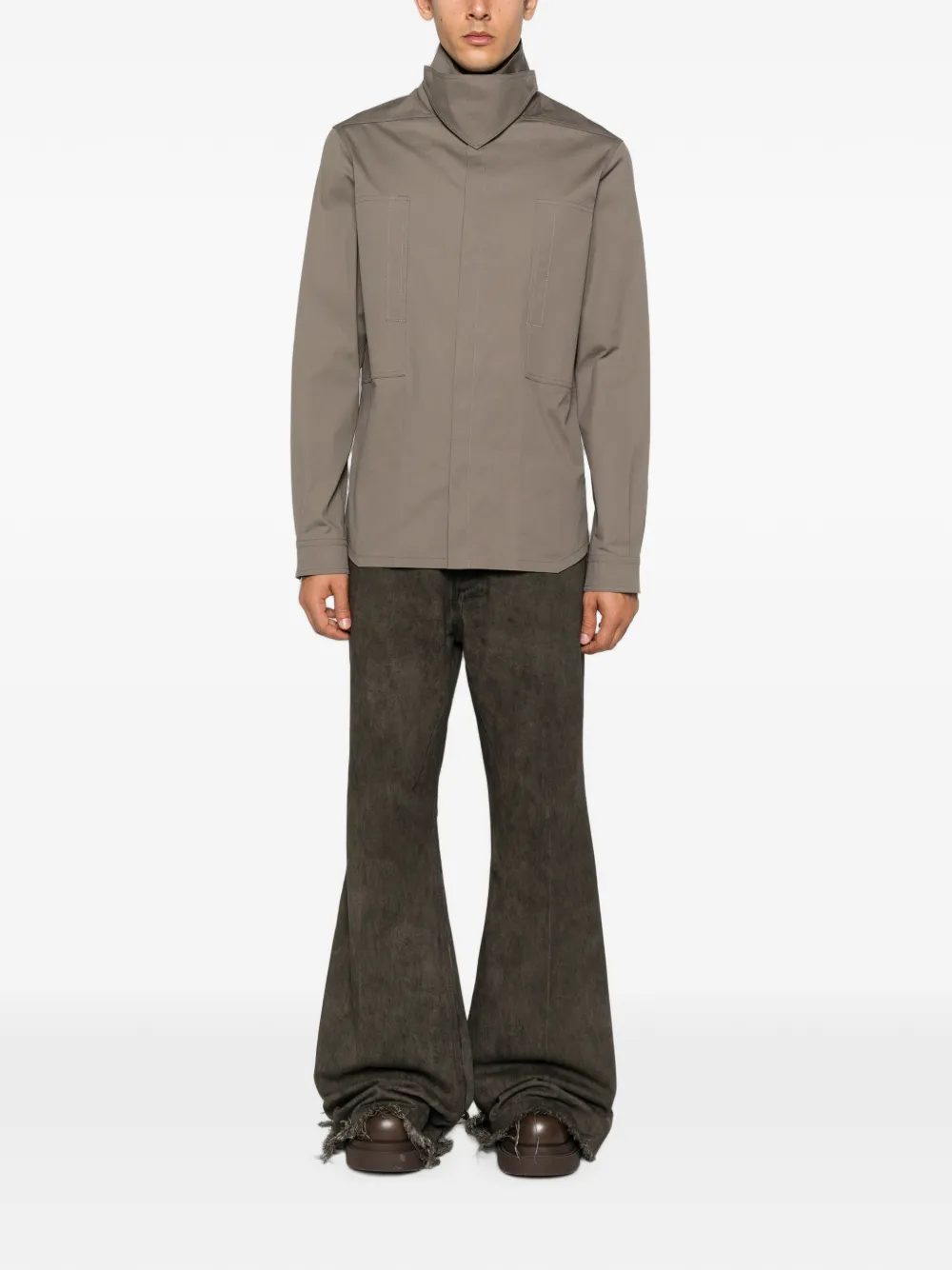 Rick Owens Shirtjack met lange mouwen en vlakken Grijs