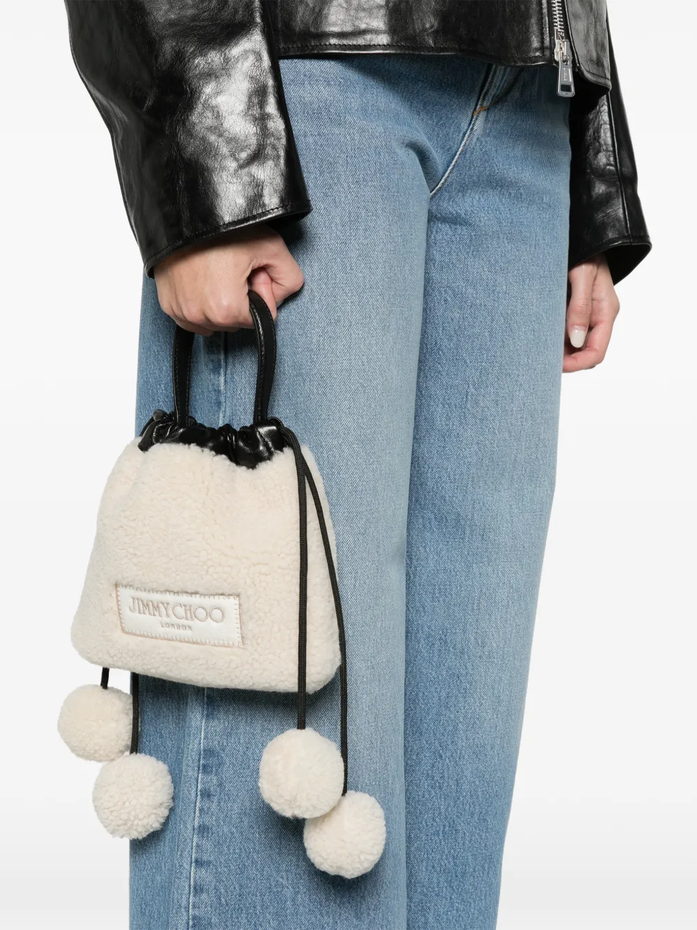Jimmy Choo drawstring pouch top-handle Beige
