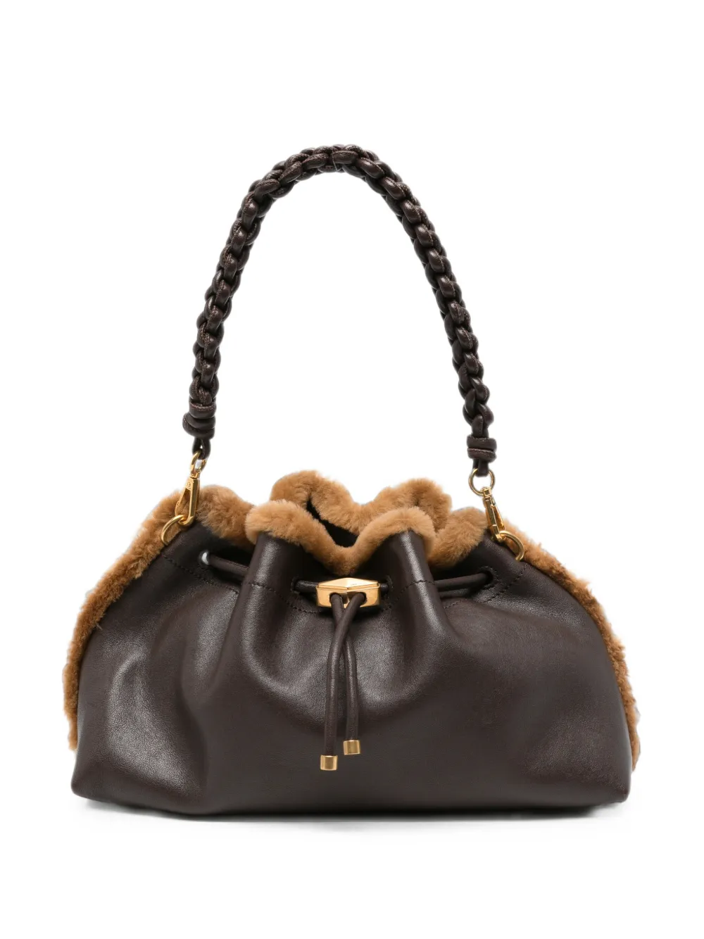 Jimmy Choo Bon Bon Ew Shearling-trim Shoulder Bag In Purple