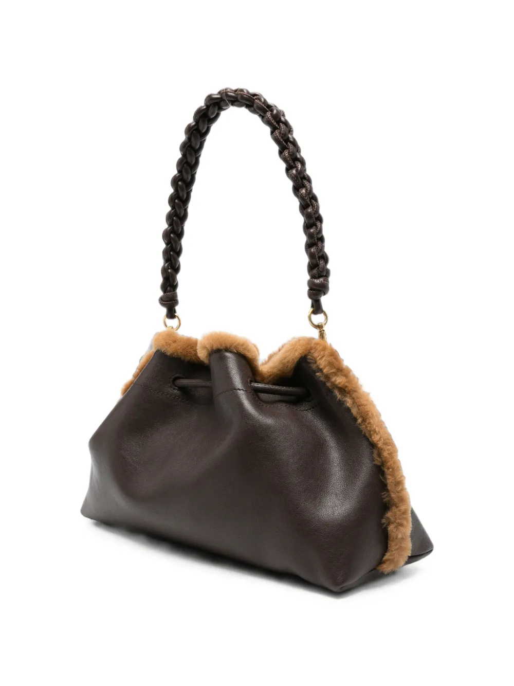 Jimmy Choo Bon EW schoudertas met schapenvacht-afwerking Bruin