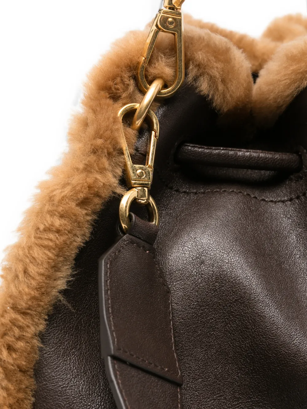 Jimmy Choo Bon EW schoudertas met schapenvacht-afwerking Bruin