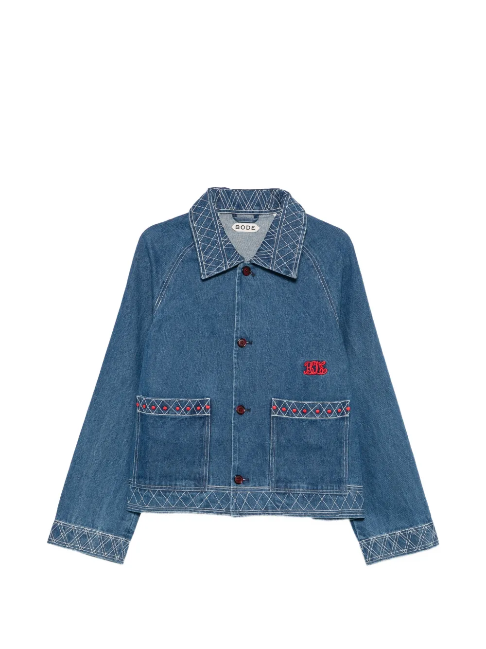Bode Embroidered Denim Jacket In Blue