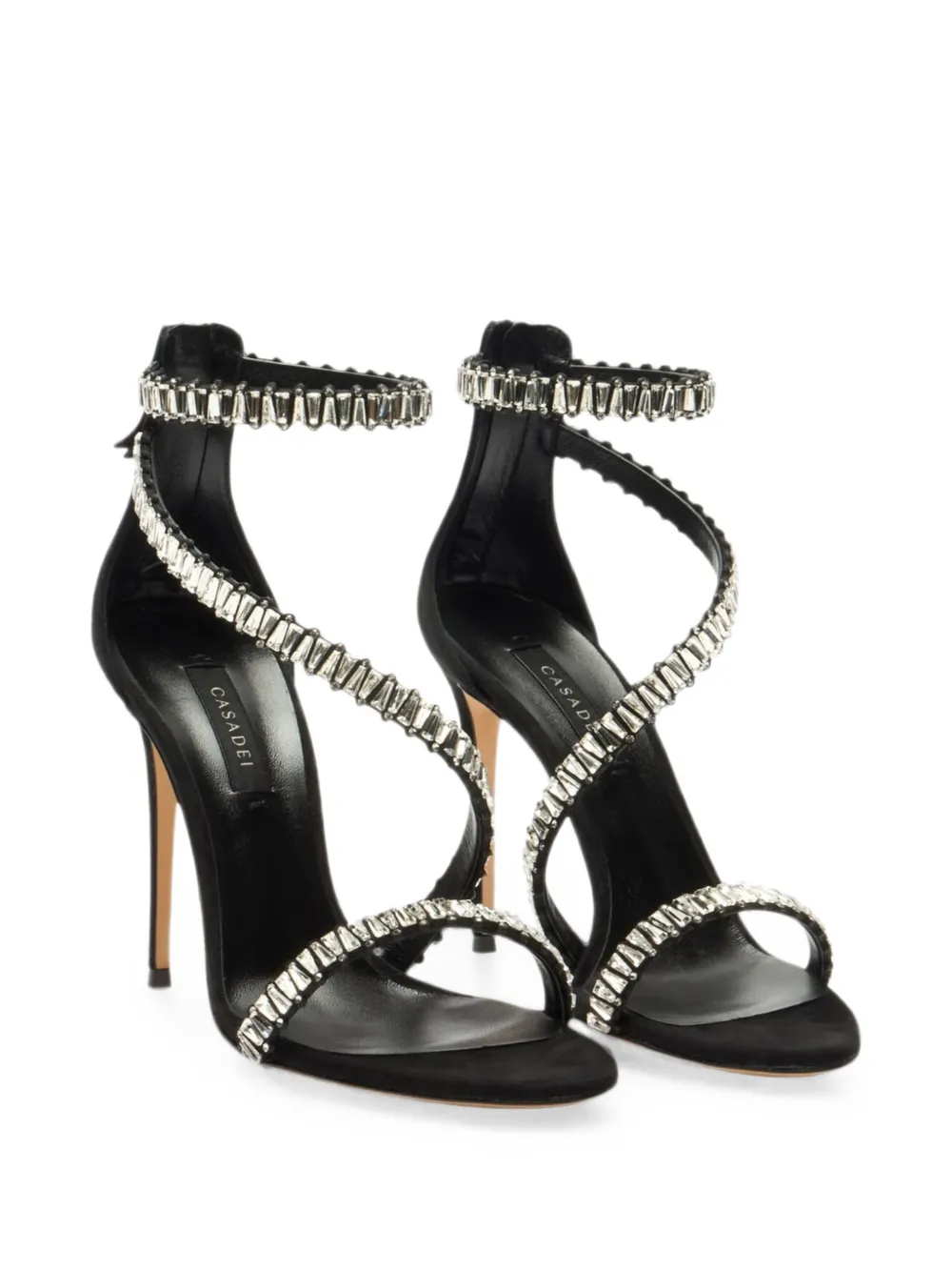Casadei Julia Heaven crystal-embellished wrap-around sandals Zwart