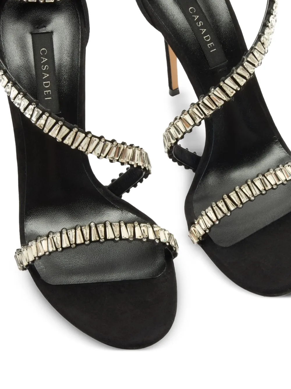Casadei Julia Heaven crystal-embellished wrap-around sandals Zwart