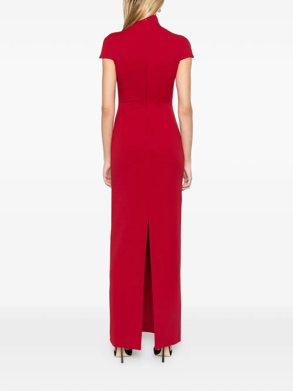 Solace London high-neck cap-sleeve maxi dress Rood