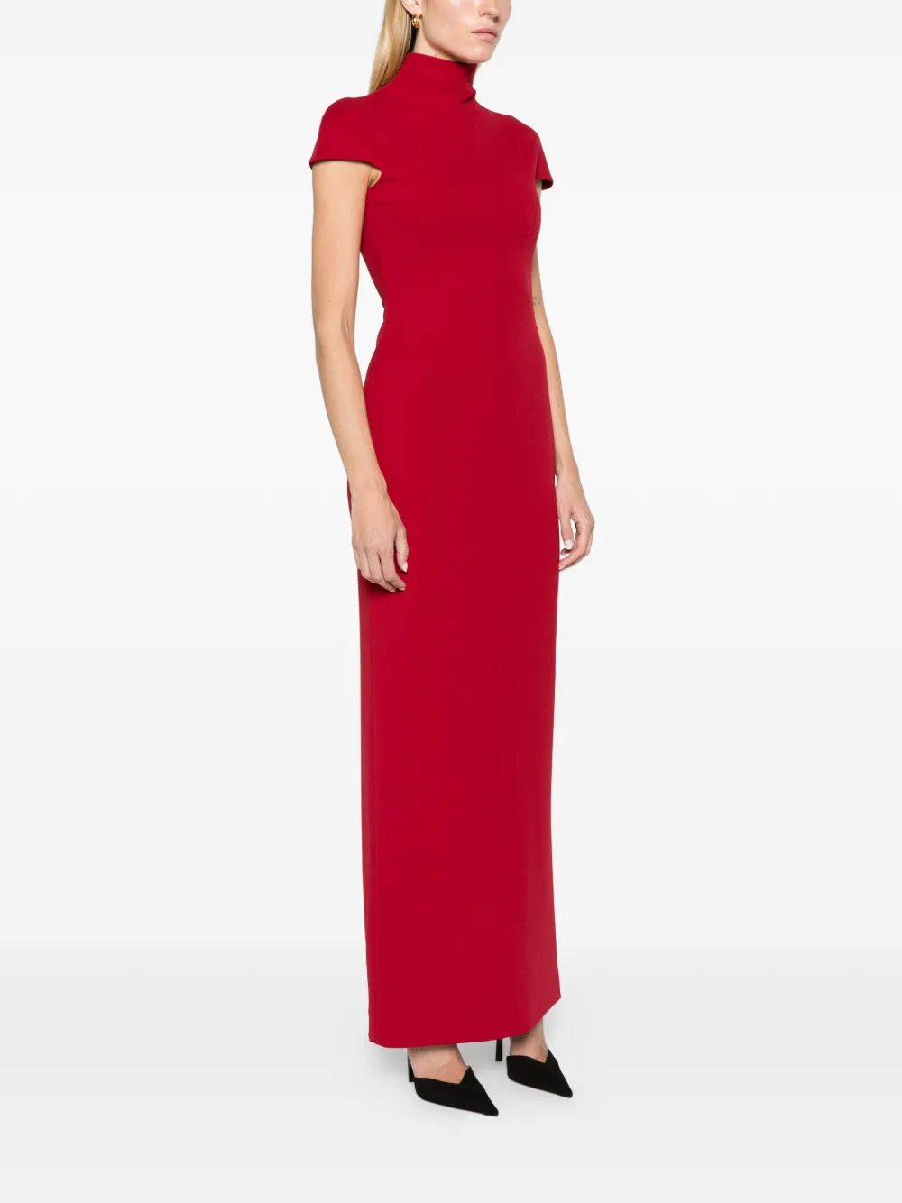 Solace London high-neck cap-sleeve maxi dress Rood