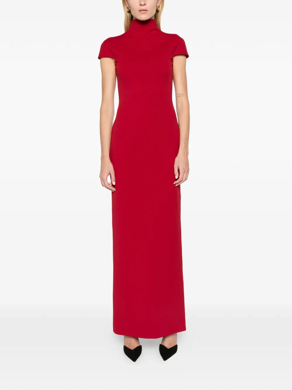 Solace London high-neck cap-sleeve maxi dress Rood