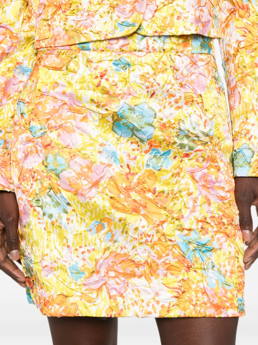 Versace Zijden mini-rok met print Geel