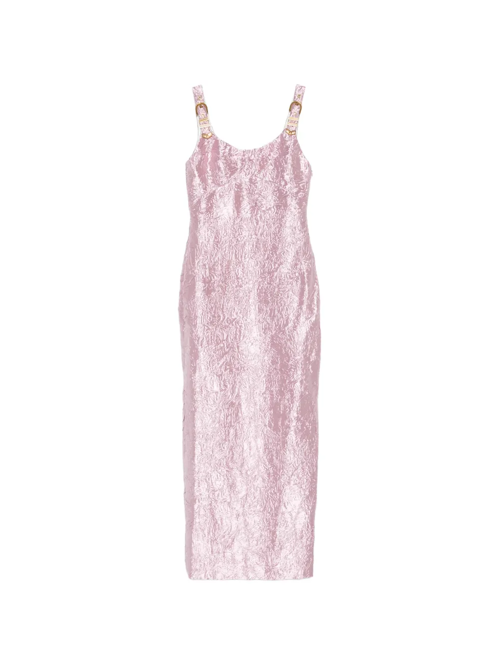 Versace crushed-effect buckled-straps gown - Rosa