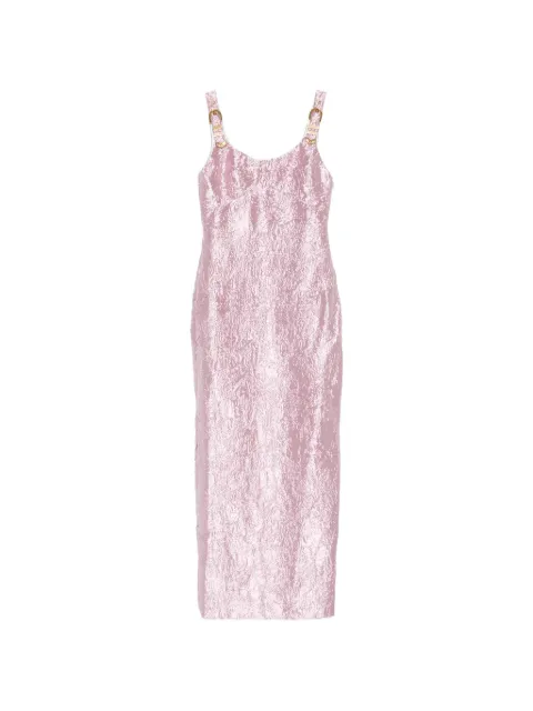 Versace vestido de fiesta con efecto arrugado y tiras con hebilla