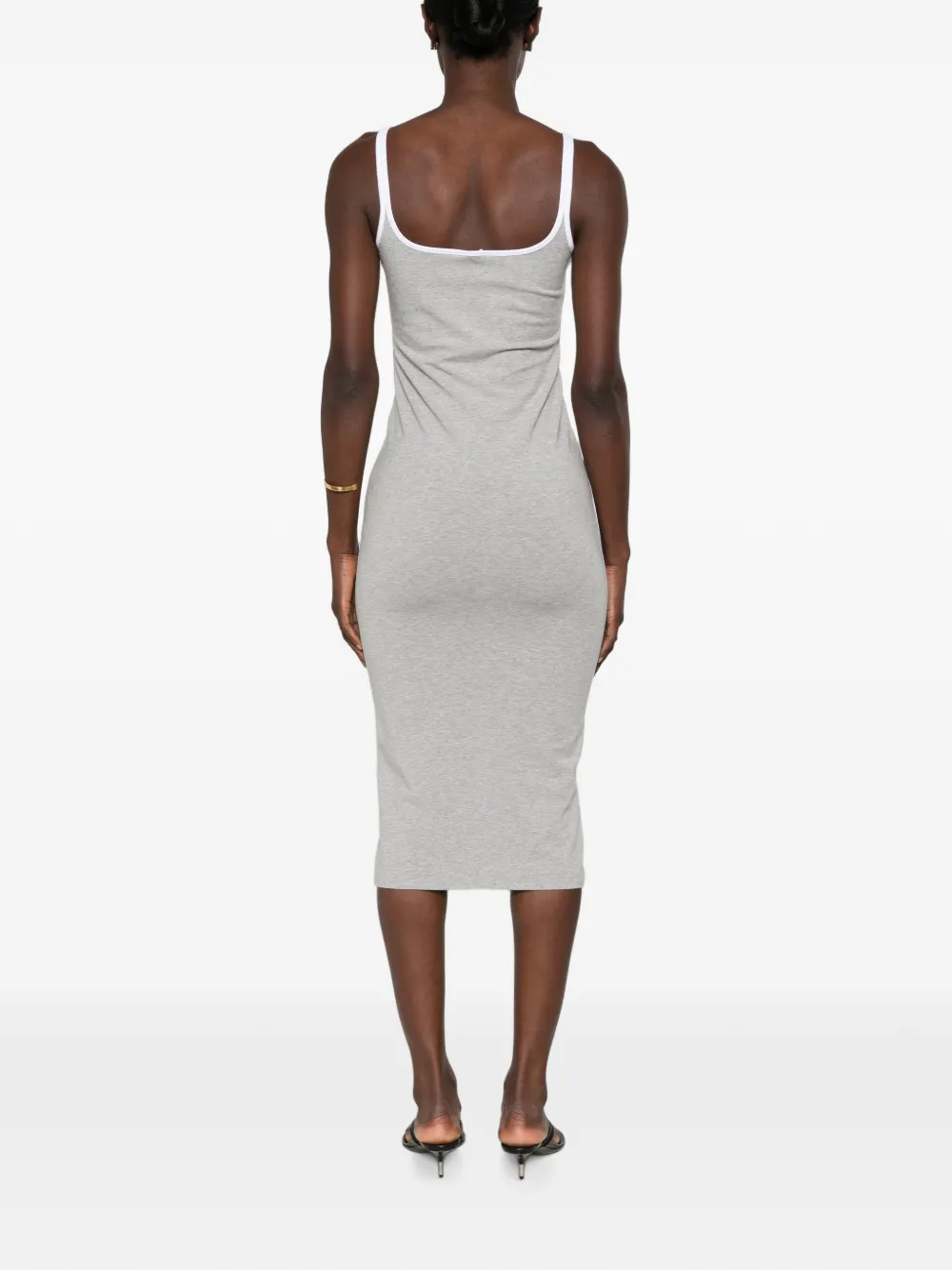 Versace Stretch-katoenen jersey midi-jurk met geborduurd logo Grijs