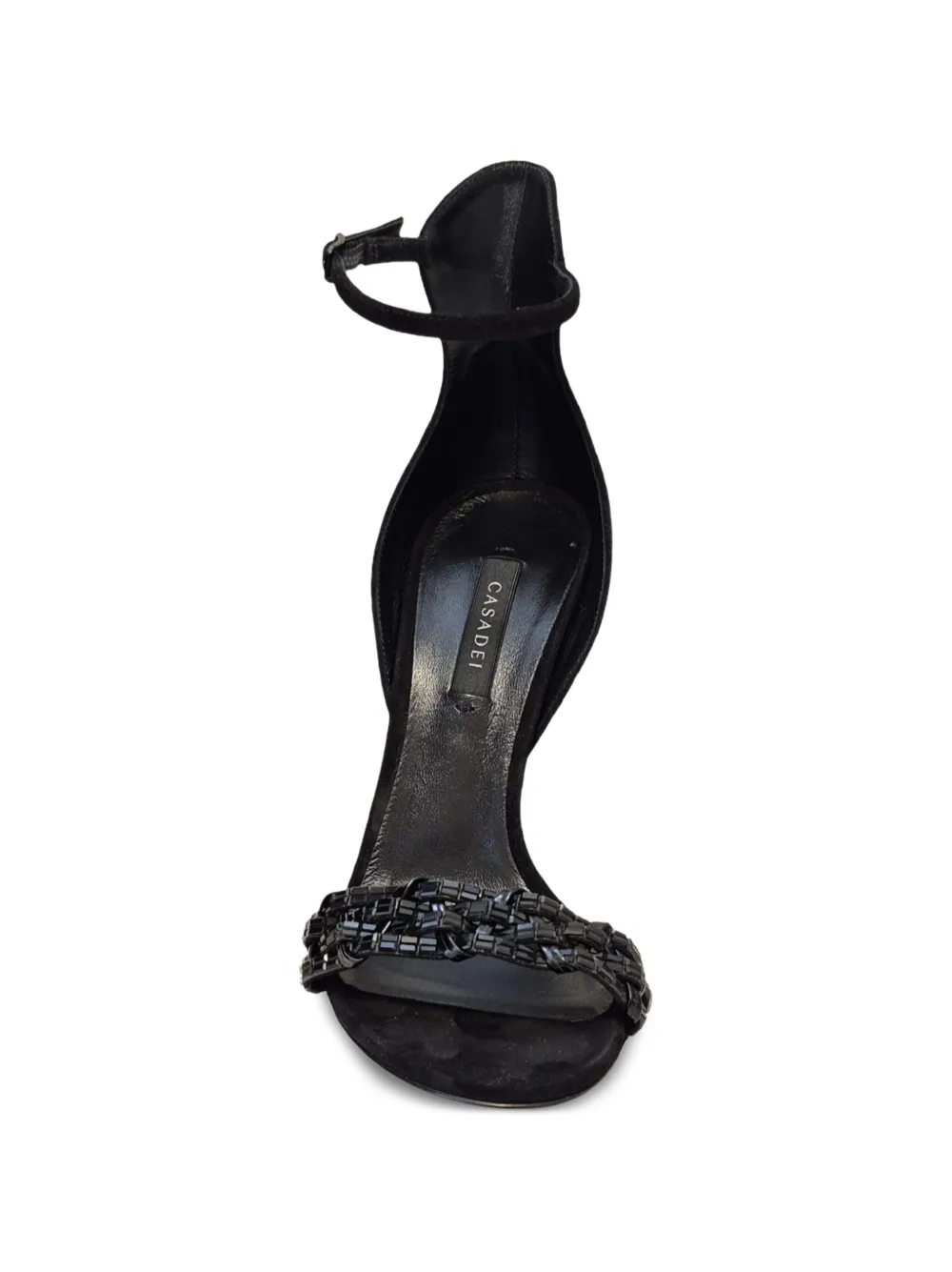 Casadei Blade braided-strap sandals Zwart