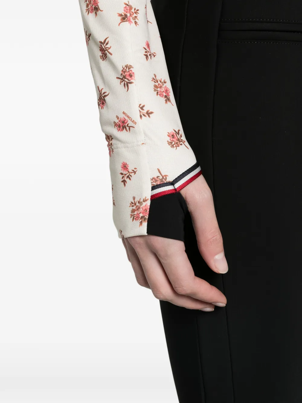 Moncler Grenoble floral-print turtleneck base layer Beige