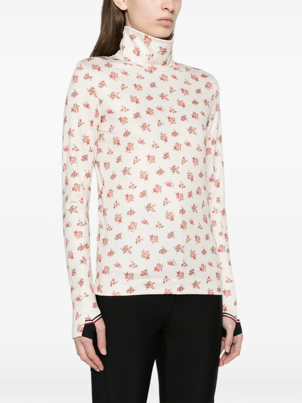 Moncler Grenoble floral-print turtleneck base layer Beige