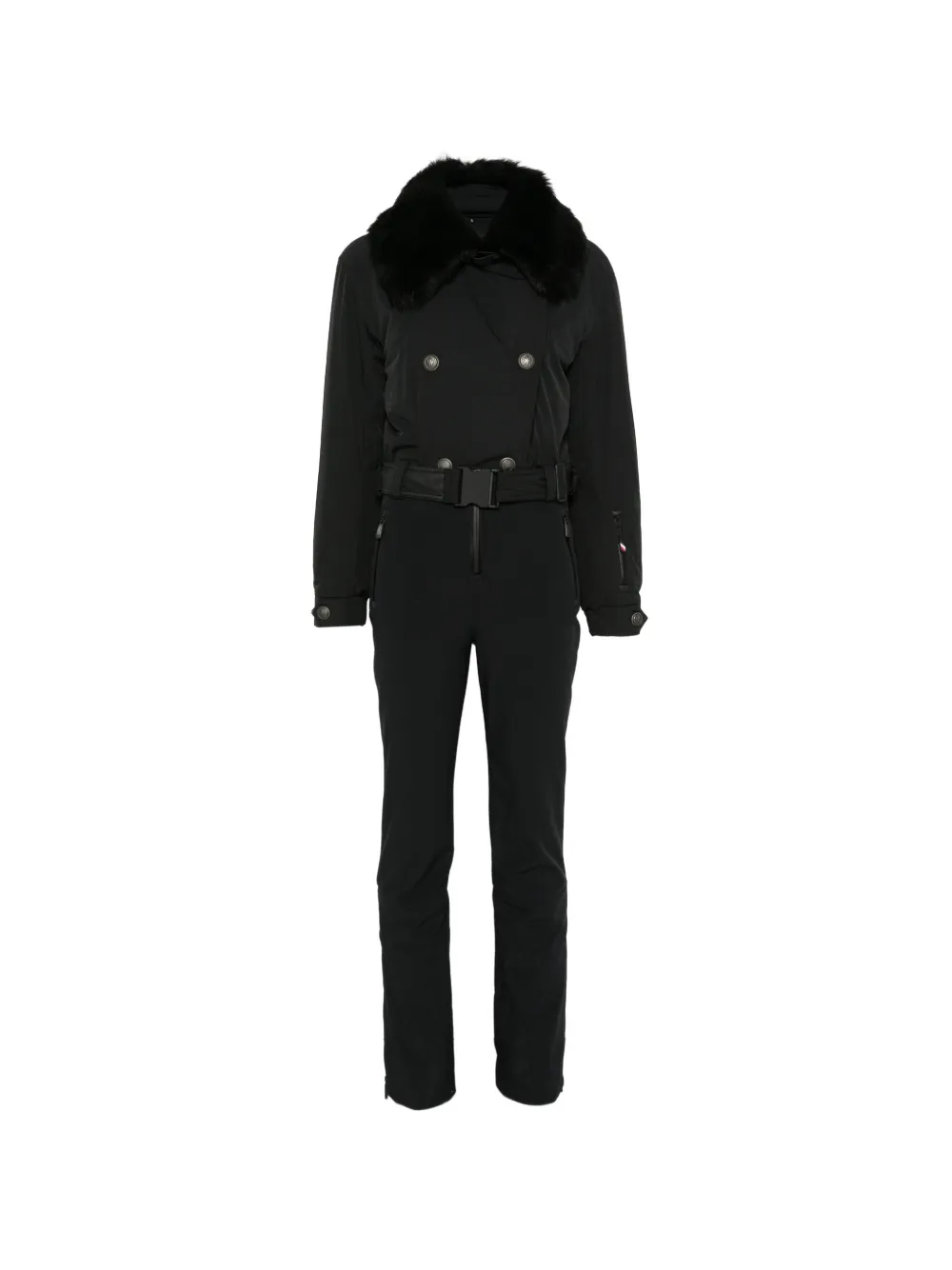 Moncler Grenoble faux-fur trim belted ski suit Zwart