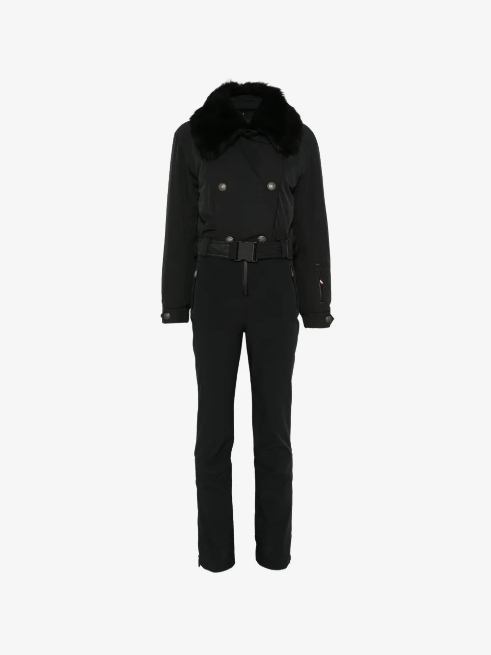 Moncler Grenoble faux-fur trim belted ski suit | XS
