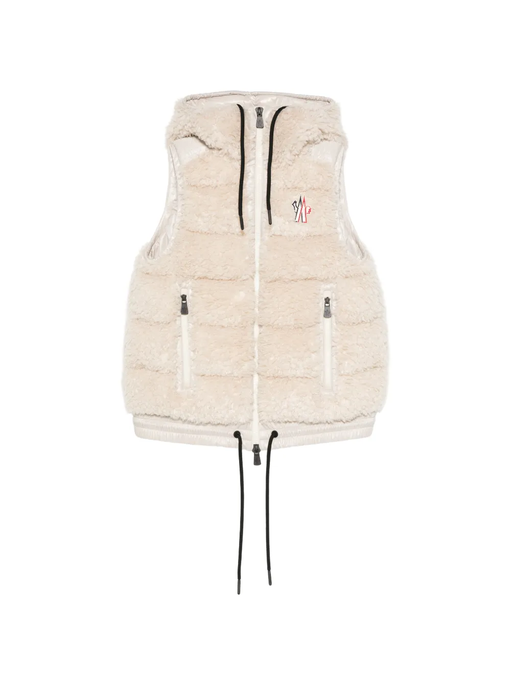 Moncler Grenoble Teddy hooded insulated vest Beige