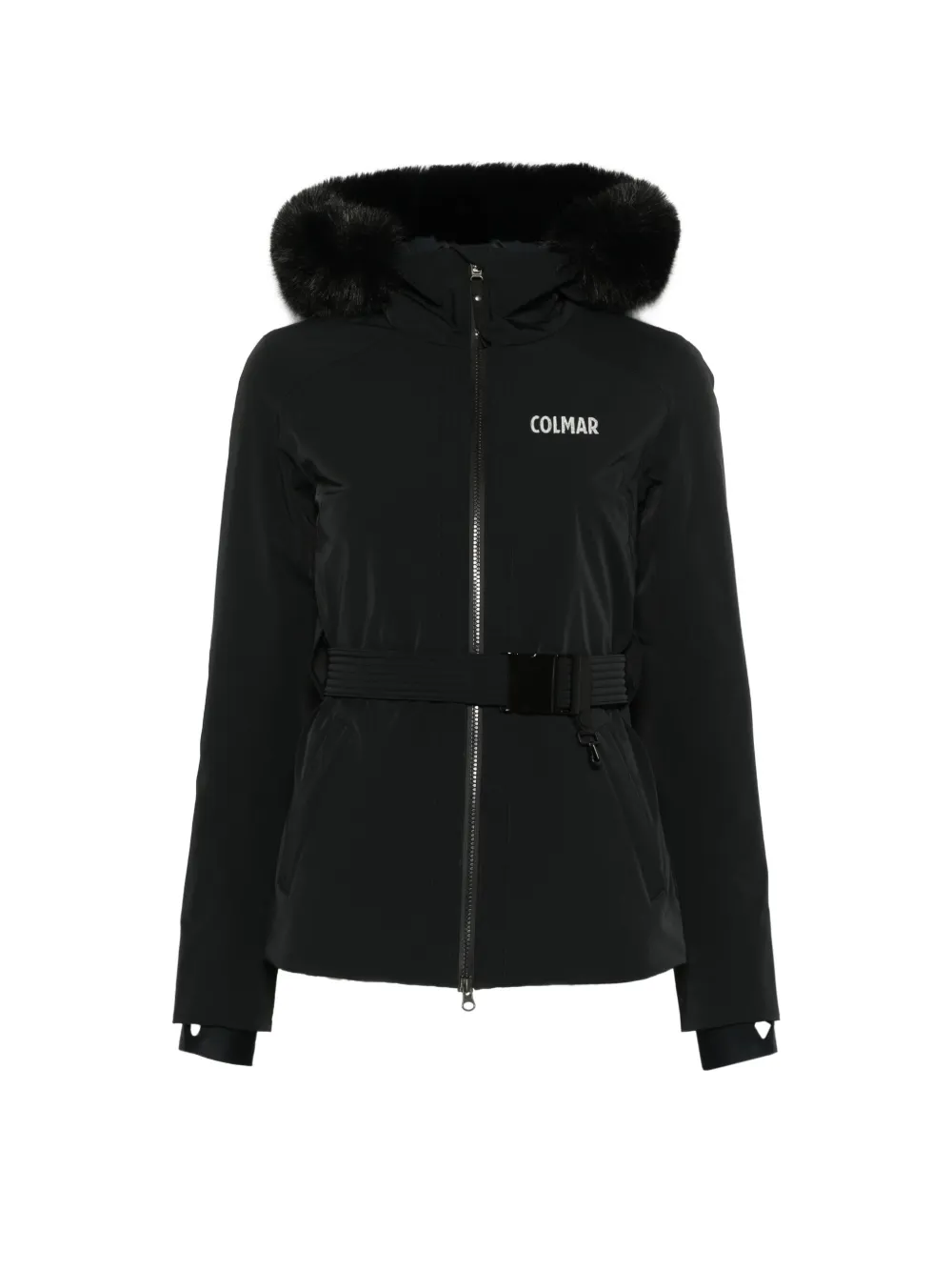 Colmar shaped ski jacket with faux fur Zwart