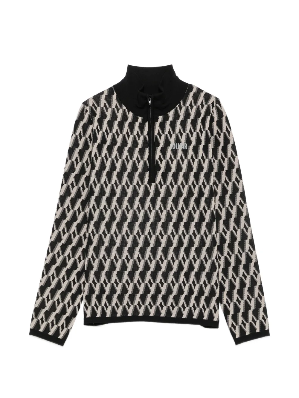 Colmar Jacquard-Pullover mit kurzem Reißverschluss - Schwarz