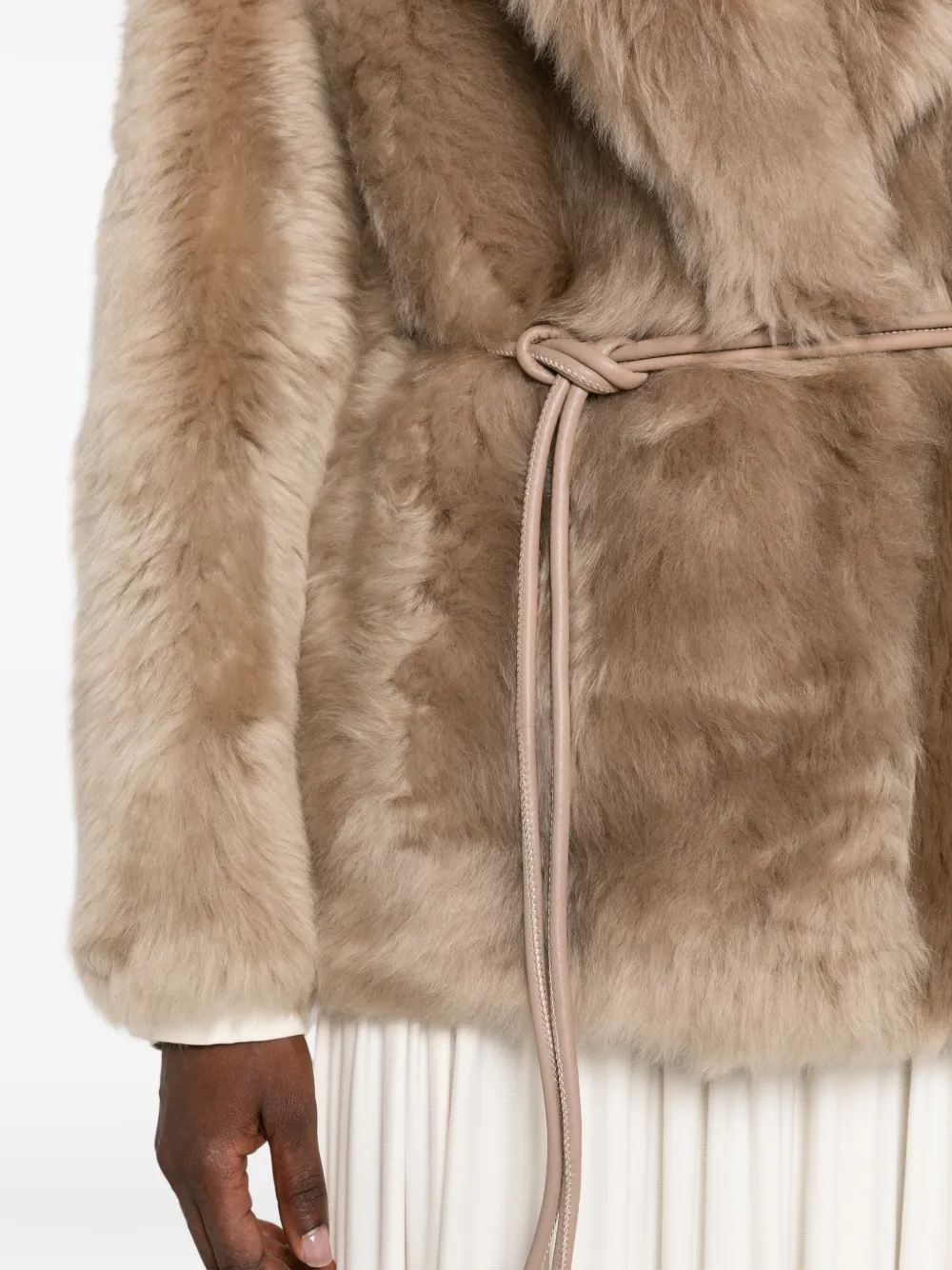 Mackage Ali lammy jas met ceintuur Beige