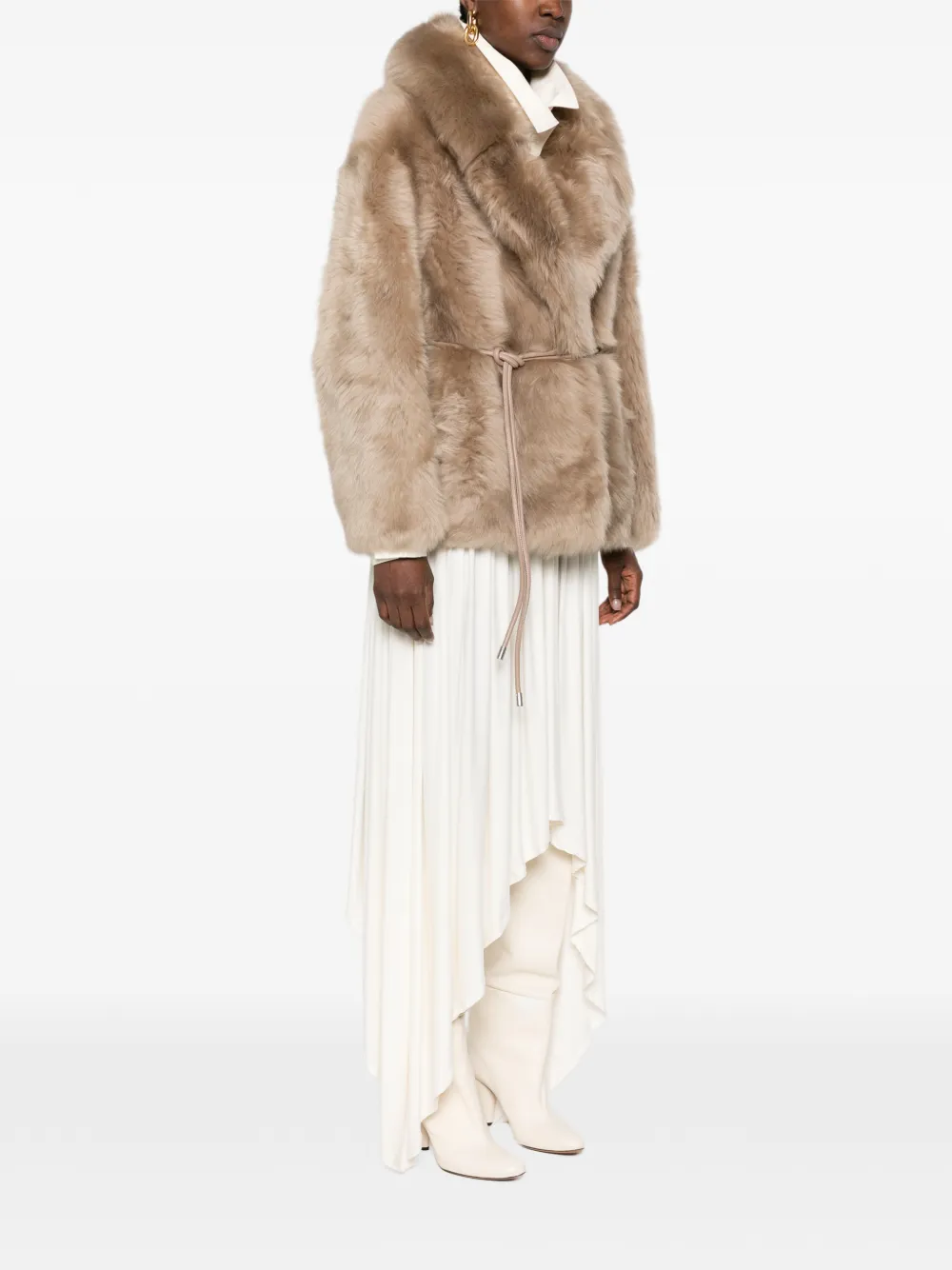 Mackage Ali lammy jas met ceintuur Beige
