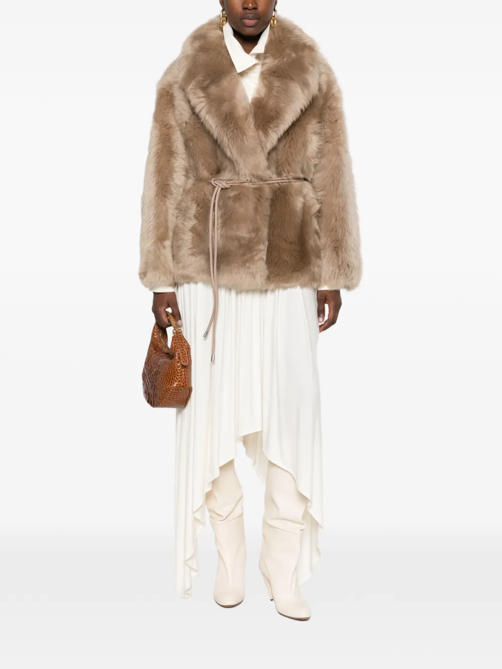 Mackage Ali lammy jas met ceintuur Beige