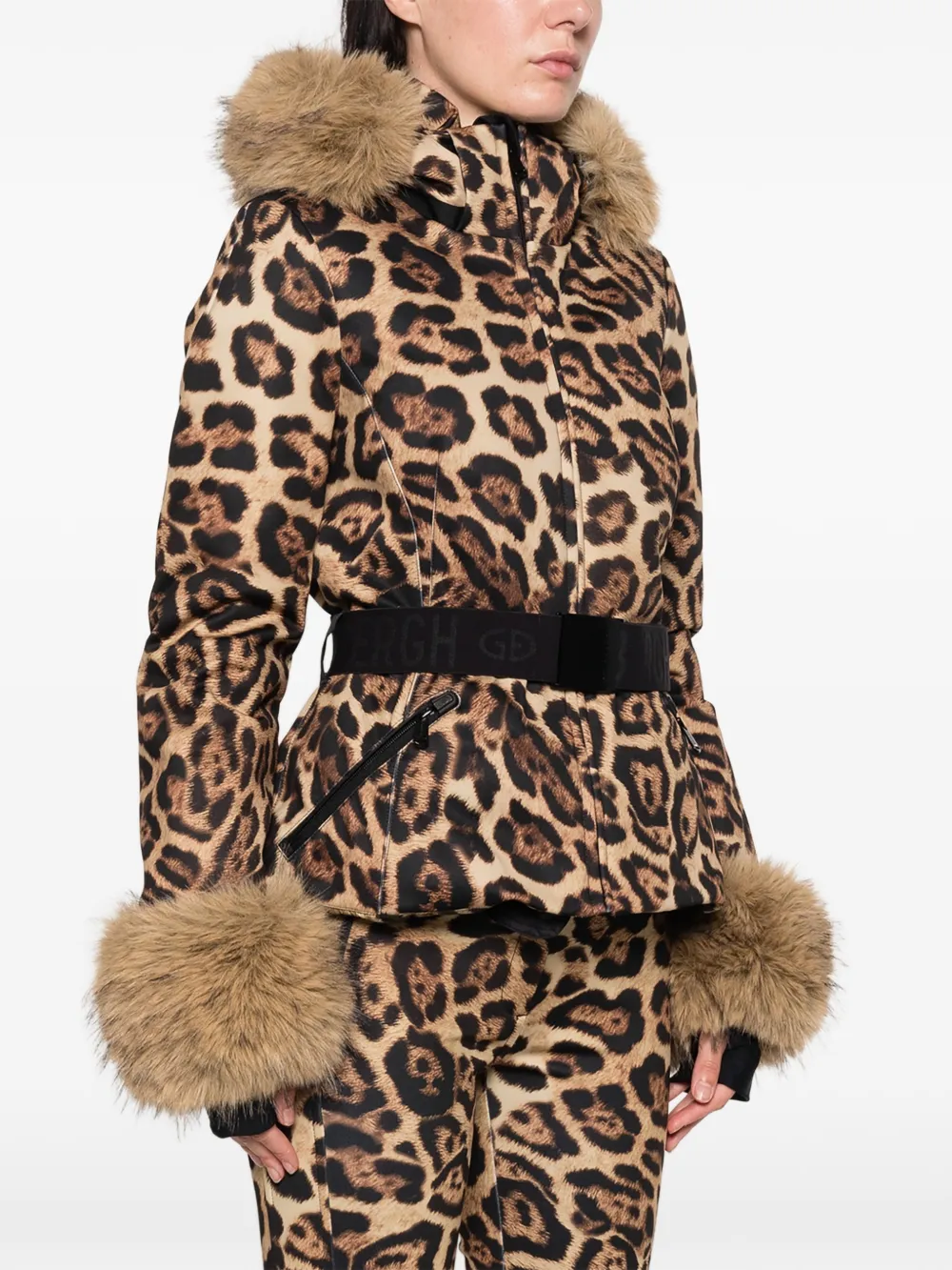 Goldbergh Jagger ski-jack met luipaardprint Beige