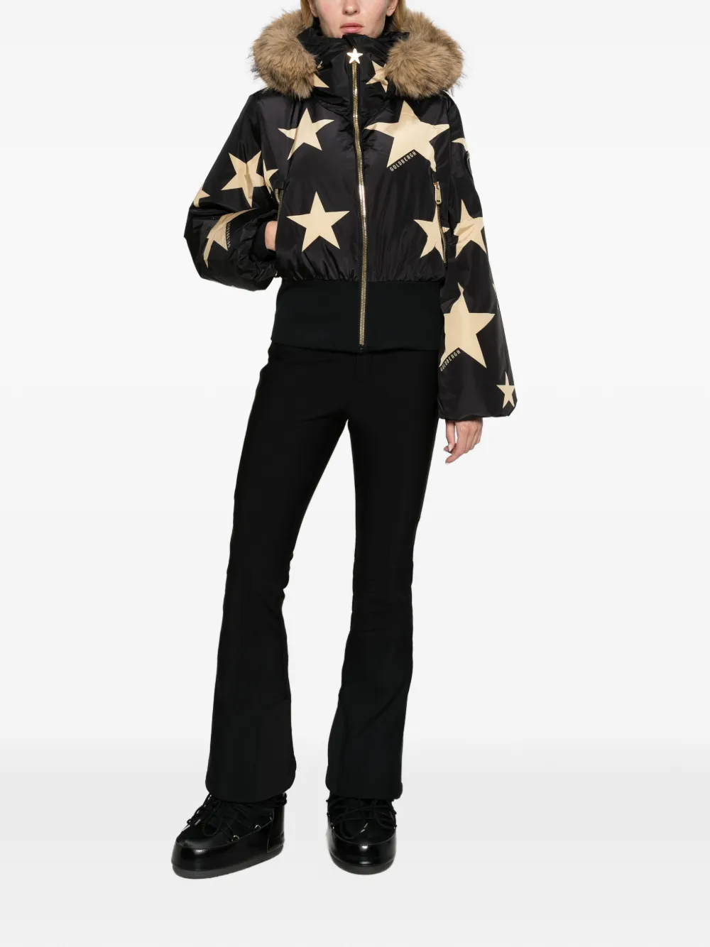 Goldbergh Shinnen ski jacket faux border Zwart