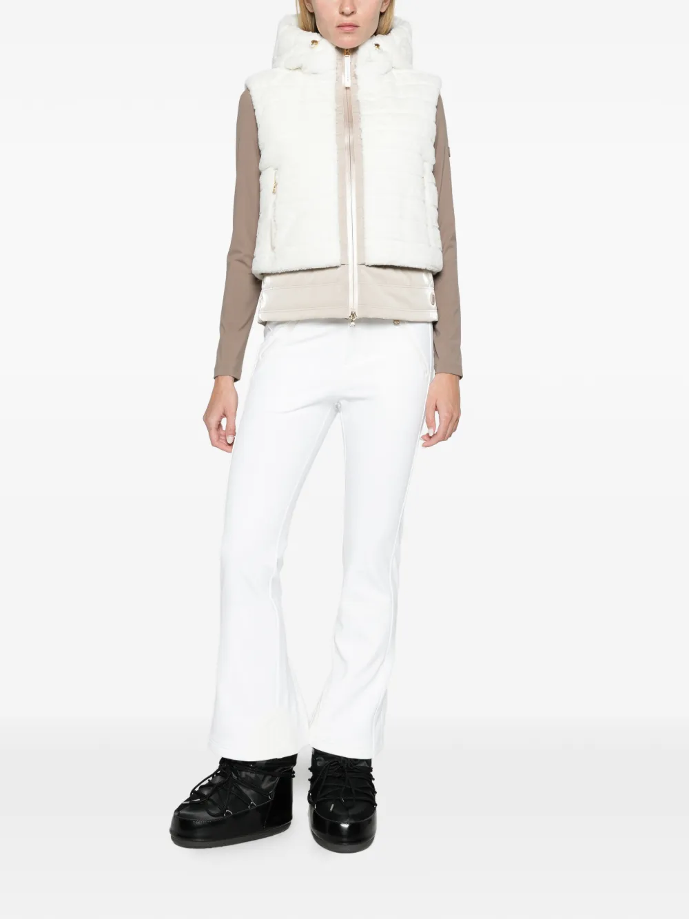 BOGNER Manda faux-fur down waistcoat in off-white beige Wit