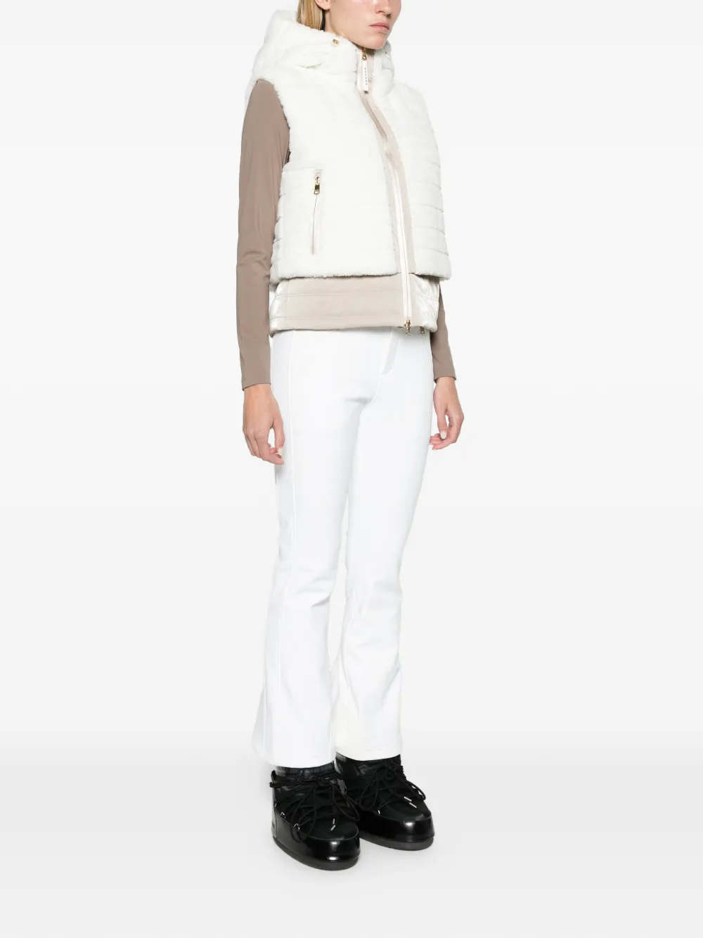BOGNER Manda faux-fur down waistcoat in off-white beige Wit
