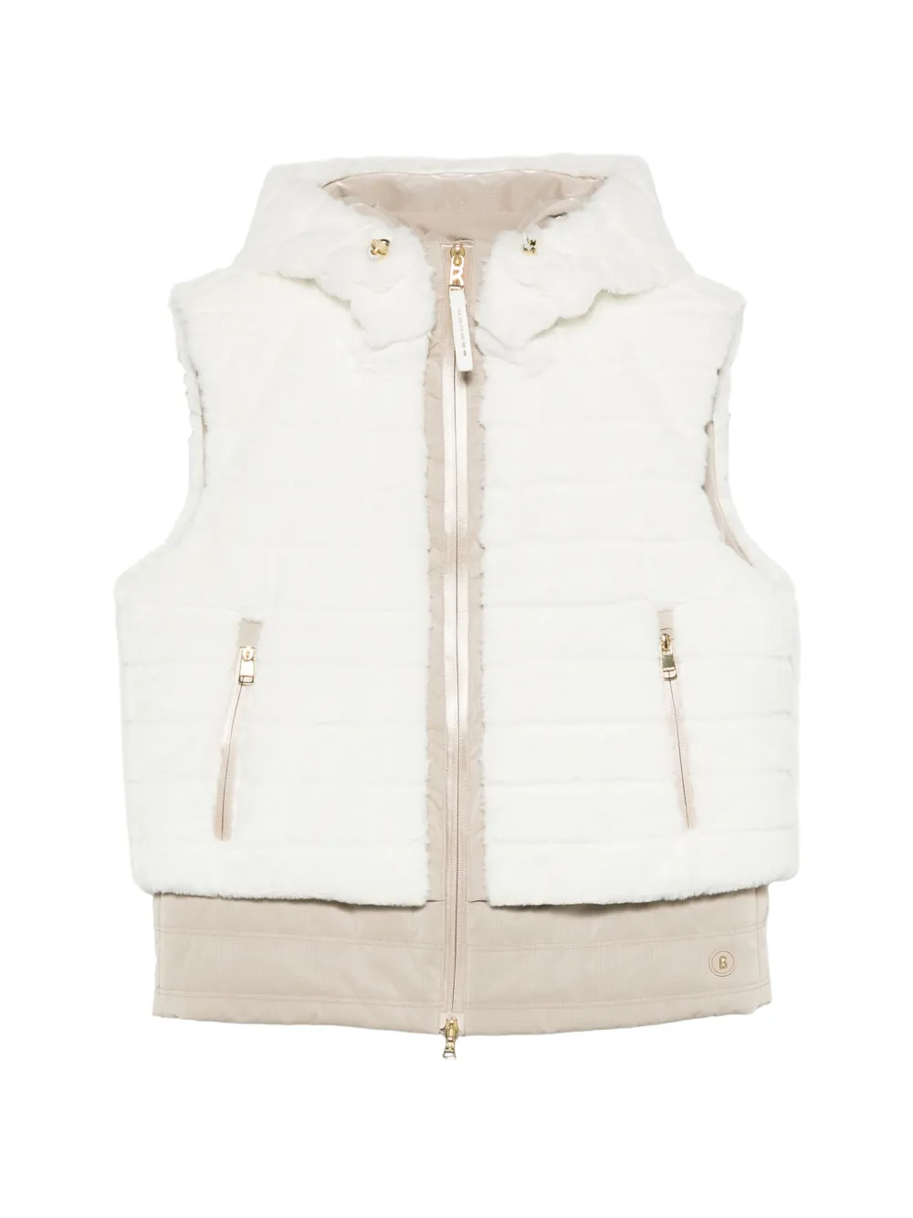 BOGNER Manda faux-fur down waistcoat in off-white beige Wit