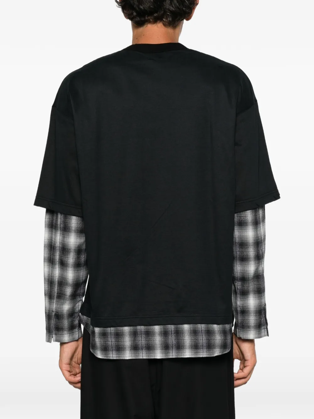 Comme des Garçons Homme Plus Gelaagd geruit T-shirt Zwart