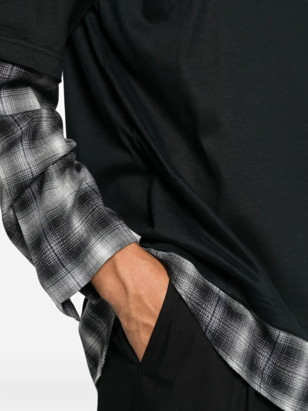 Comme des Garçons Homme Plus Gelaagd geruit T-shirt Zwart