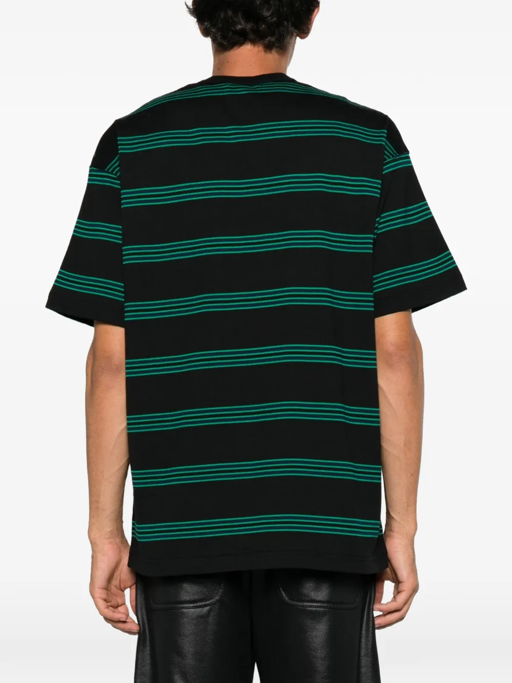 Comme des Garçons Homme Plus striped-print chest-pocket T-shirt Zwart